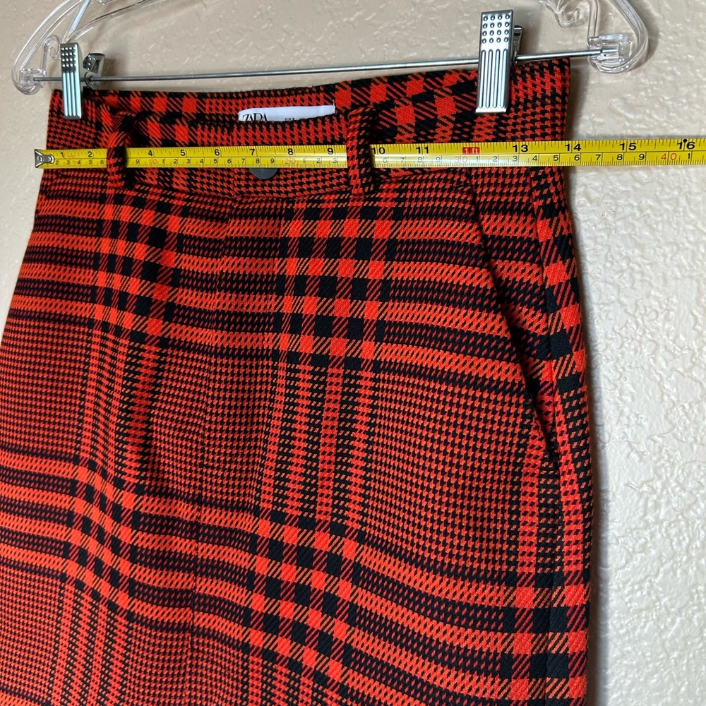 Zara Red and Black Plaid Pencil Skirt SIZE SMALL - Picture 4 of 10